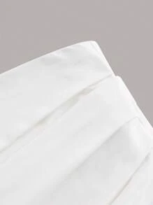 SHEIN EZwear Spring Tops Solid White Ruched Crop Tee - White - View 3