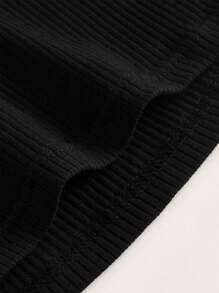 SHEIN EZwear Damskie T-shirty Prążkowana Dzianina Prosty Casual