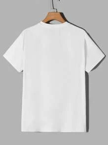 Manfinity VCAY 男士字母圖案T恤和腰部抽繩短褲 - 駝色 - 查看 2