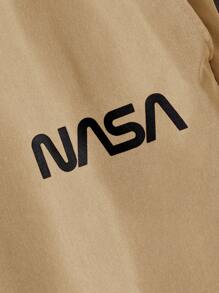 Manfinity VCAY 男士字母圖案T恤和腰部抽繩短褲 - 駝色 - 查看 7