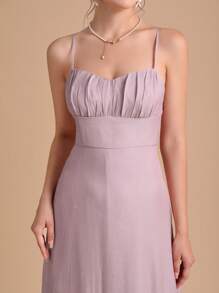 SHEIN Belle 胸部褶皺吊帶裙伴娘禮服