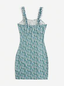 SHEIN Qutie Ditsy Floral Print Frill Trim Cami Dress - Multicolor - View 2