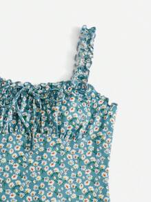 SHEIN Qutie Ditsy Floral Print Frill Trim Cami Dress - Multicolor - View 3