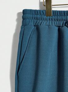 EASEVO Bộ hai mảnh Nam Dây kéo Túi Slogan Giải trí - Màu xanh ngọc - Xem 4