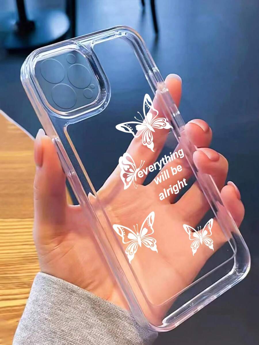 蝴蝶樣式透明手機殼 - 無色 - 查看 1