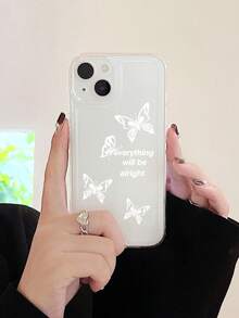 蝴蝶樣式透明手機殼 - 無色 - 查看 2