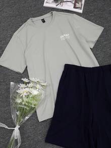 DAZY Men Cotton Slogan Graphic Tee & Shorts - Multicolor - View 9