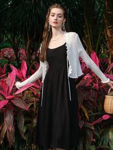 Vestido de tirantes unicolor - Negro - Ver 6