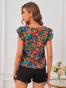 SHEIN Clasi 印花荷葉邊襯衫 - 彩色 - 查看 2