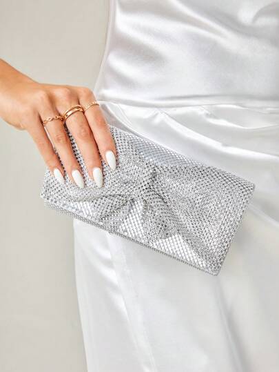 SHEIN Belle Bow & Rhinestone Decor Evening Bag