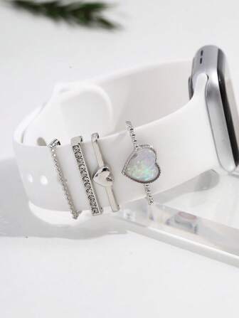 4pcs Rhinestone Decor Watchband Ring As A Gift For Students Returning To School