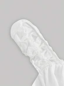 SHEIN MOD Vestido de tirantes con cordón delantero pecho con fruncido - Blanco - Ver 4