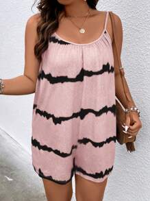 SHEIN LUNE Jumpsuits Plus Size Cà vạt nhuộm Giải trí - Hồng - Xem 1