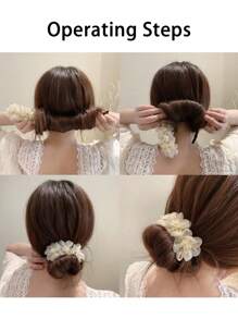 1入組女士人造珍珠和花朵裝飾優雅日常生活用髮帶