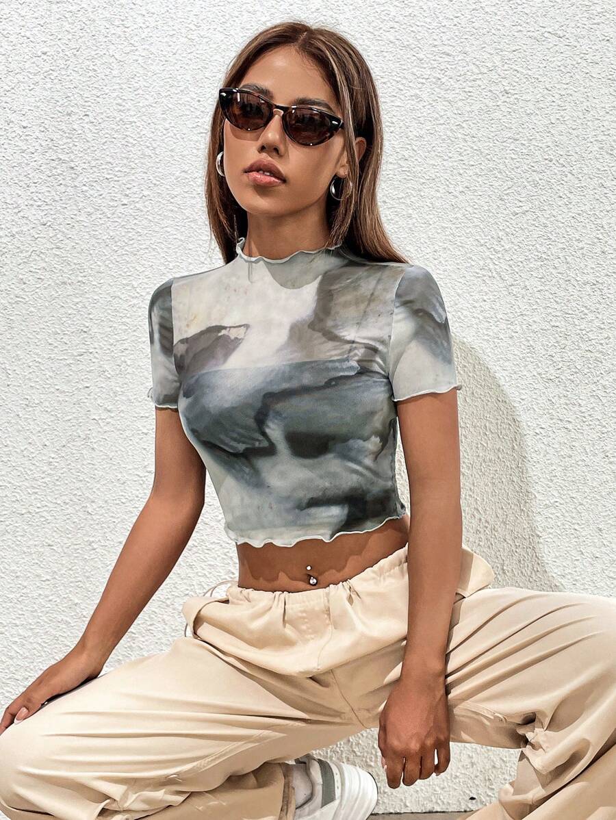 SHEIN Coolane Áo nữ Xù nhỏ cắt Cà vạt nhuộm Giải trí - Nhiều màu - Xem 1