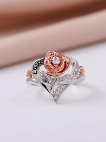 Heart & Rhinestone Decor Ring - Multicolor - View 4