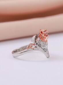 Heart & Rhinestone Decor Ring - Multicolor - View 5