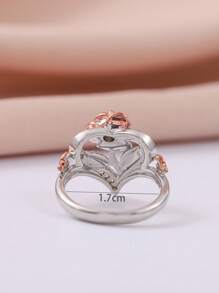 Heart & Rhinestone Decor Ring - Multicolor - View 6