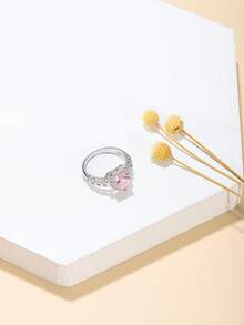 Nhẫn trang trí hình trái tim bằng đá rhinestone - Nhiều màu - Xem 7