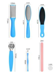 Nasin 7合1修腳工具套裝專業死皮去除器成套工具足部去角質刀足療套裝適合女士男士 - 藍色 - 查看 8