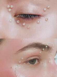 1片半圓形模擬多色珍珠臉貼,適用於diy化妝,音樂節,派對