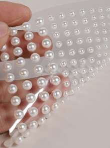 1片半圓形模擬多色珍珠臉貼,適用於diy化妝,音樂節,派對