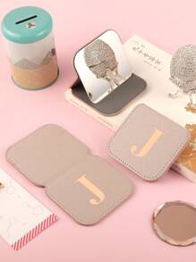 字母图案便携式化妆镜、小巧梳妆镜、袖珍镜、小镜子、客厅、卧室、浴室、家居装饰、旅行用品、婚礼、派对、生日、送给男士、妈妈、爸爸、最好的朋友、老师的礼物、新年、配饰、有趣的礼物