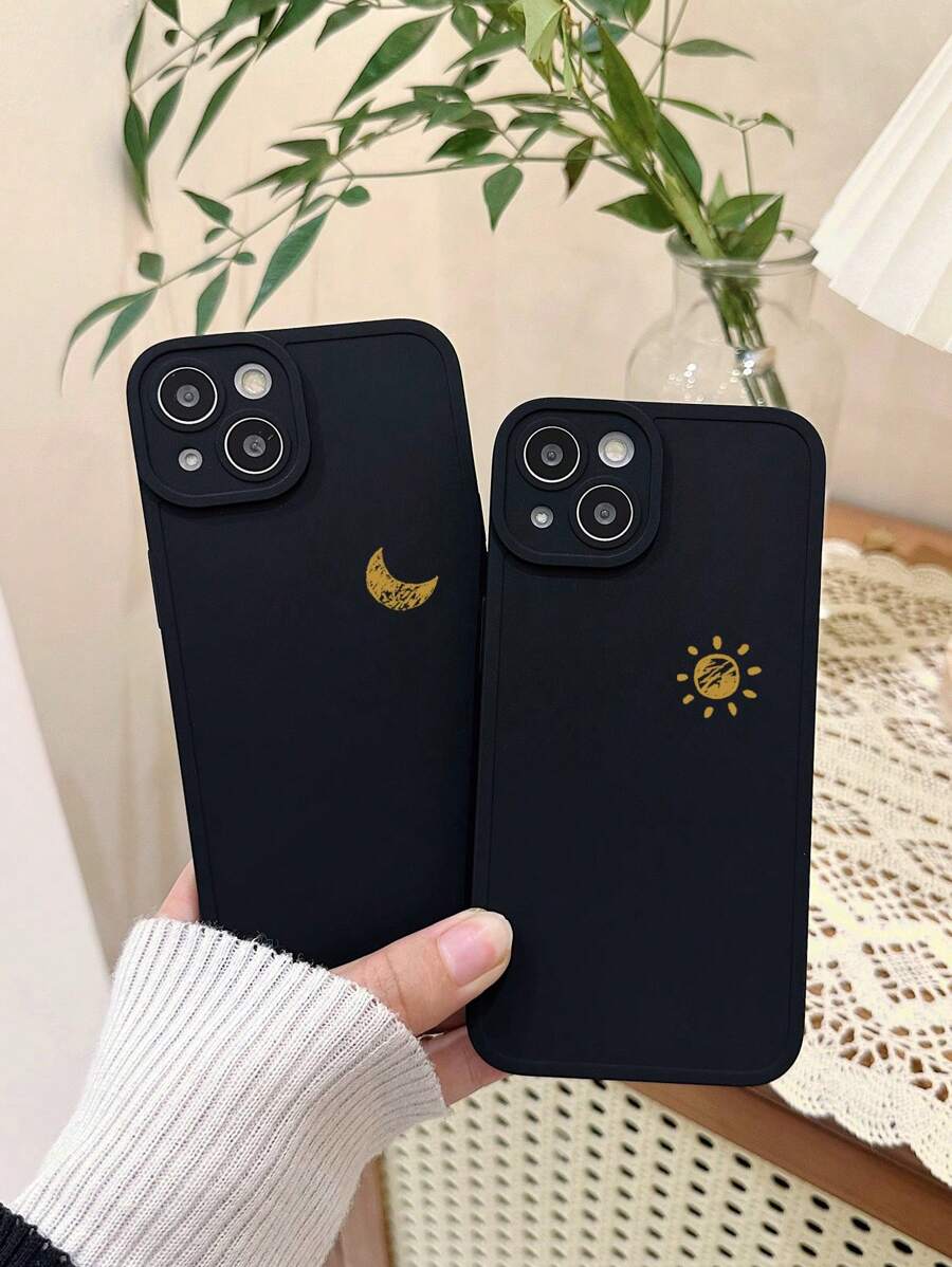 2 件太阳和月亮手机壳套装，情侣硅胶手机壳适用于 iPhone、Galaxy，适用于 iPhone 16、iPhone 16 Pro Max、iPhone 16 Pro、iPhone 16 Plus