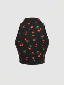 SHEIN MOD 大碼櫻桃圖案前紐扣短版西裝 - 彩色 - 查看 2