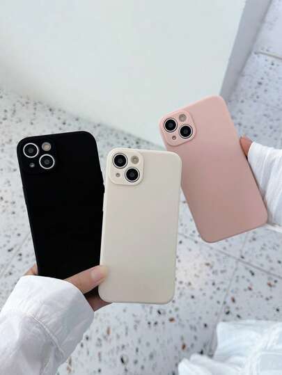 3pcs Solid Color Phone Cases, Minimalist Phone Cases, Silicone Phone Cases, Fashion Phone Cases, Black, White, Pink Phone Cases, Compatible With IPhone & Galaxy Phones, Protective Cases, Phone Cases, Galaxy Phone Cases, Case Compatible With Iphone 17 Pro Max, Covers, Cute Phone Case, Compatible With IPhone Case & Galaxy Case
