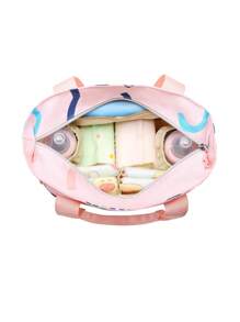 Bebé 1 pieza Bolsa de pañales con patrón geométrico de tela - Rosa - Ver 3