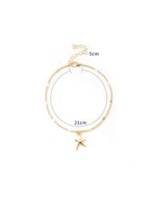 海星吊墜腳錬 - 金黃色 - 查看 3