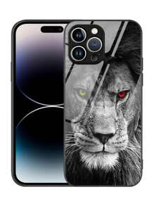 1 ốp lưng điện thoại bằng kính đen hình sư tử dữ tợn, tương thích với Apple 11/12/13/14/15 Plus/16/16 Pro Max/17 Pro Max/17 Air/17 Pro/17 và A53/A54/A55/S24/S24 FE/S24 Ultra - Nhiều màu - Xem 5