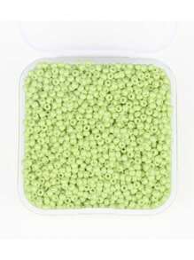 一盒 4000 顆 2*2 毫米圓形玻璃籽珠，DIY 工藝手鍊項鍊首飾製作 - 綠色 - 查看 3