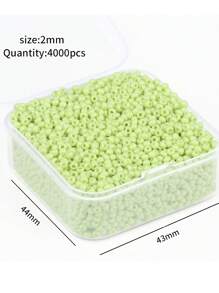 一盒 4000 顆 2*2 毫米圓形玻璃籽珠，DIY 工藝手鍊項鍊首飾製作 - 綠色 - 查看 4