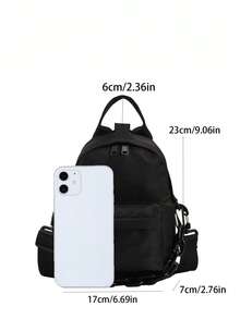 Mini Casual Daypack Chain Decor Polyester Black - Black - View 5