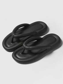 男士簡約後趾人字拖，黑色戶外EVA人字拖 - 黑色 - 查看 1