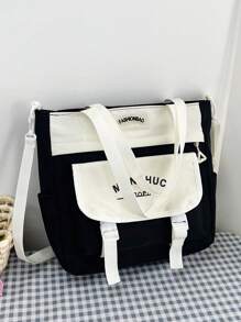 Letter Graphic Shopper Bag Two Tone Patch Detail