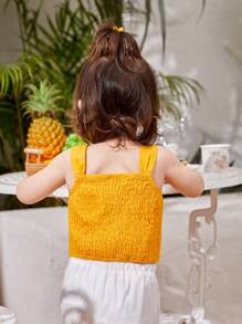 SHEIN Baby 1pc Big Bow Front Cami Top "Mommy&Me"(3 pieces are sold separately) - Mustard Yellow - View 3