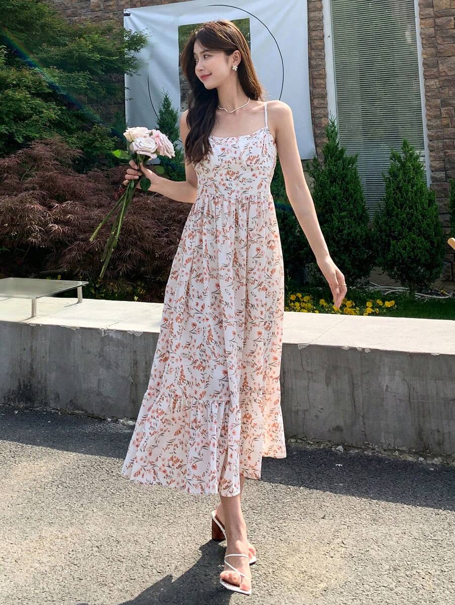 DAZY Vải in hoa Váy Dây - Nhiều màu - Xem 1