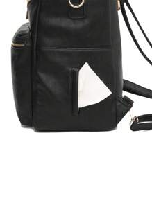 Bebé 7 piezas Bolsa de pañales con cremallera delantera multifuncional - Negro - Ver 4