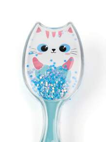 Sử Dụng Khô & Ướt Đệm Bàn Chải Tóc, 1 Nhựa Nhỏ Hoạt Hình In Hình Mèo Dễ Thương Chống Thấm Nước Lược Chải Tóc - Màu xanh lam - Xem 5
