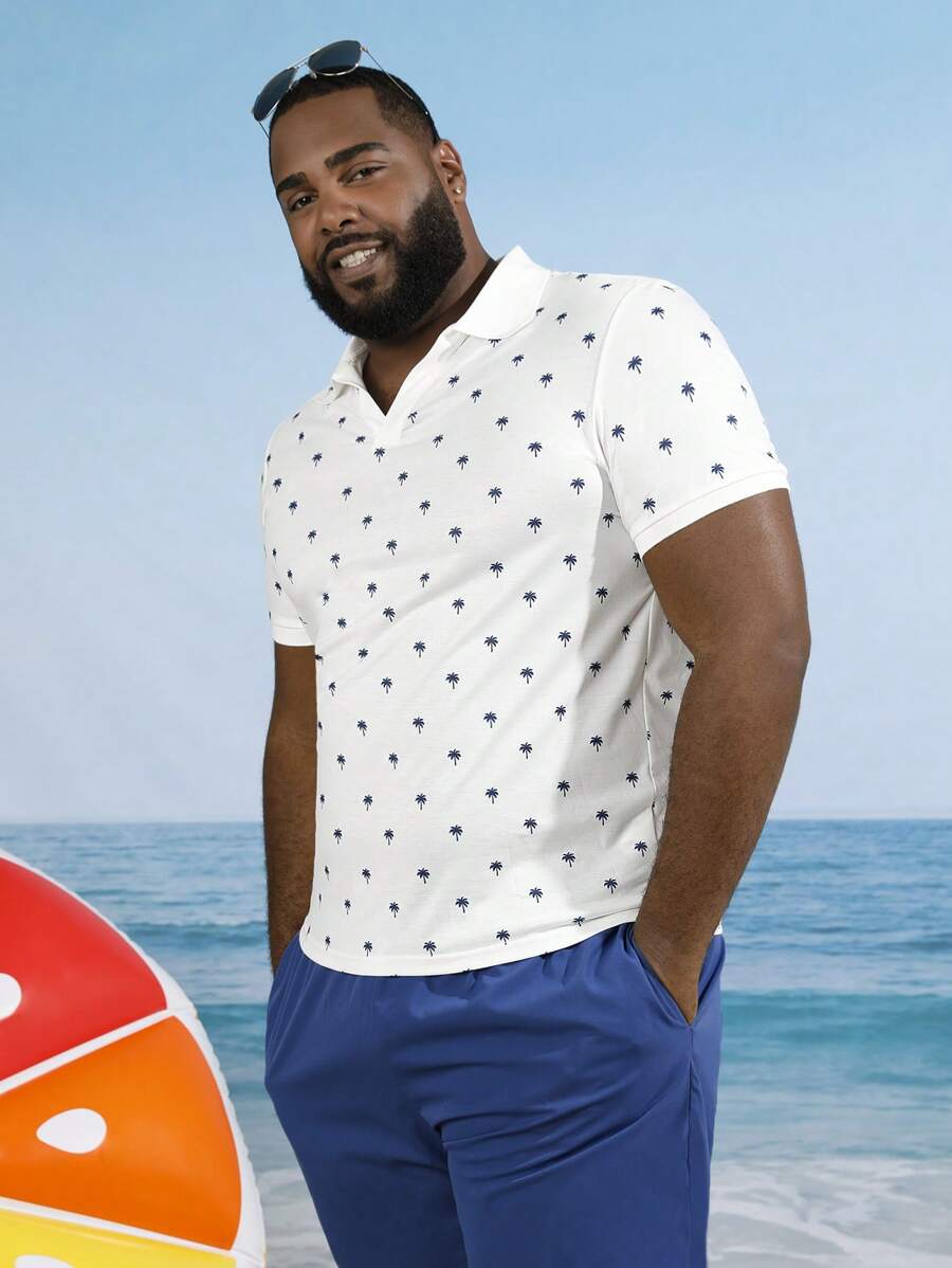 GENTILAND Hombres Camisa polo con estampado - Blanco - Ver 1