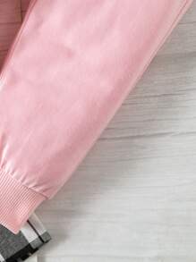 Baby Heart & Slogan Graphic Hooded Tee & Joggers - Pink - View 5
