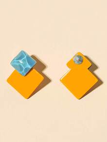 方形耳釘 - 彩色 - 查看 2
