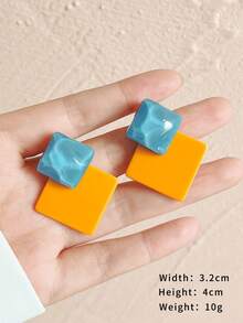 方形耳釘 - 彩色 - 查看 3