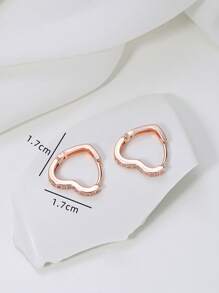 水鑽裝飾圓耳環 - 玫瑰金 - 查看 3