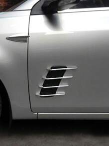 2入組引擎蓋側邊鯊魚鰓仿真氣流出風口擋泥板車貼 - 黑色 - 查看 1