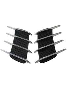 2入組引擎蓋側邊鯊魚鰓仿真氣流出風口擋泥板車貼 - 黑色 - 查看 3