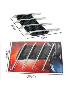2入組引擎蓋側邊鯊魚鰓仿真氣流出風口擋泥板車貼 - 黑色 - 查看 6